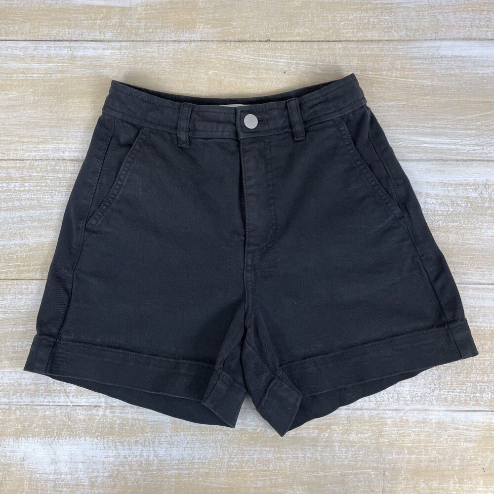 Everlane Organic Women's Way-High Twill Shortie Shorts Black Size 00
